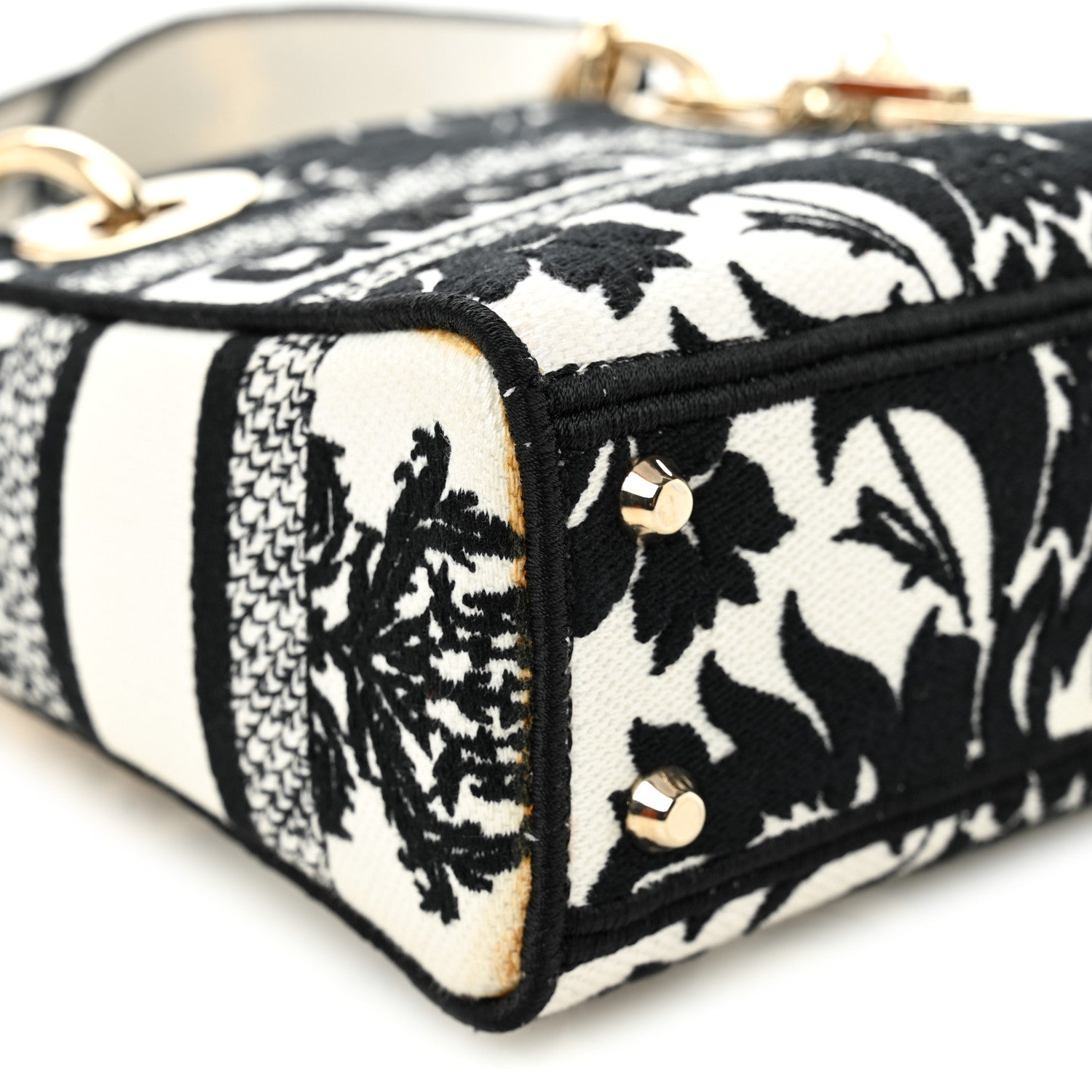 Canvas Petites Fleurs Embroidered Mini Lady D-Lite Black White