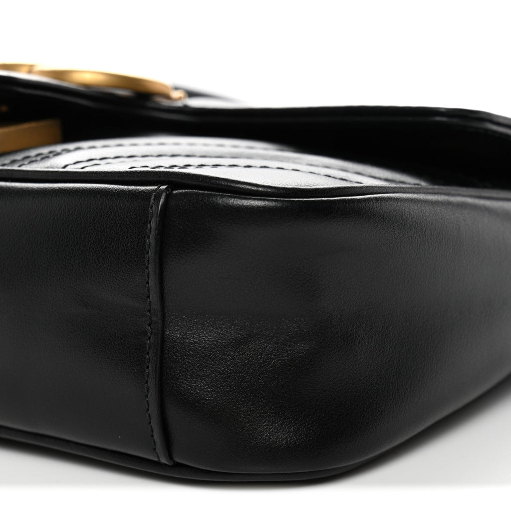 Calfskin Matelasse Mini GG Marmont Shoulder Bag Black