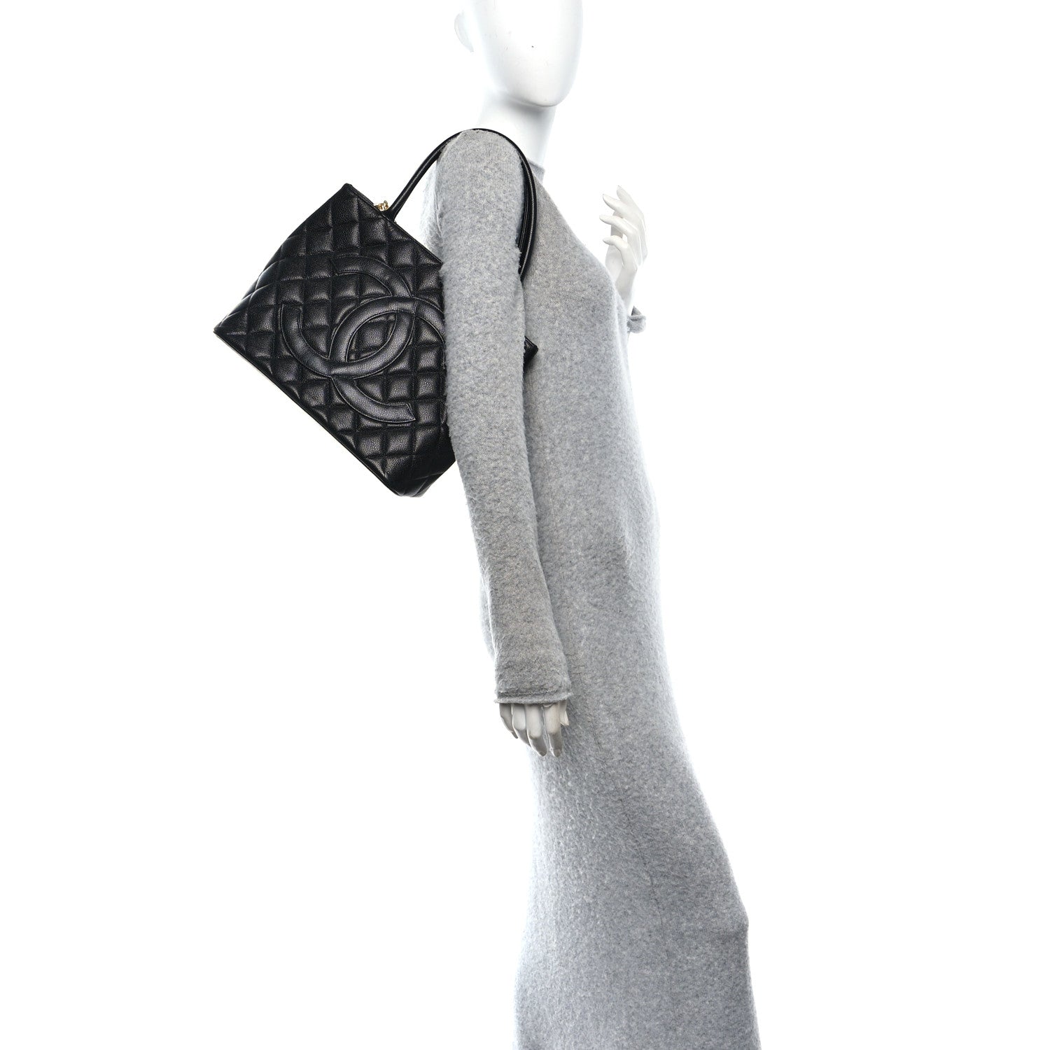 Caviar Quilted Medallion Tote Black