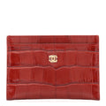 Calfskin Crocodile Embossed Crococo  Holder Burgundy