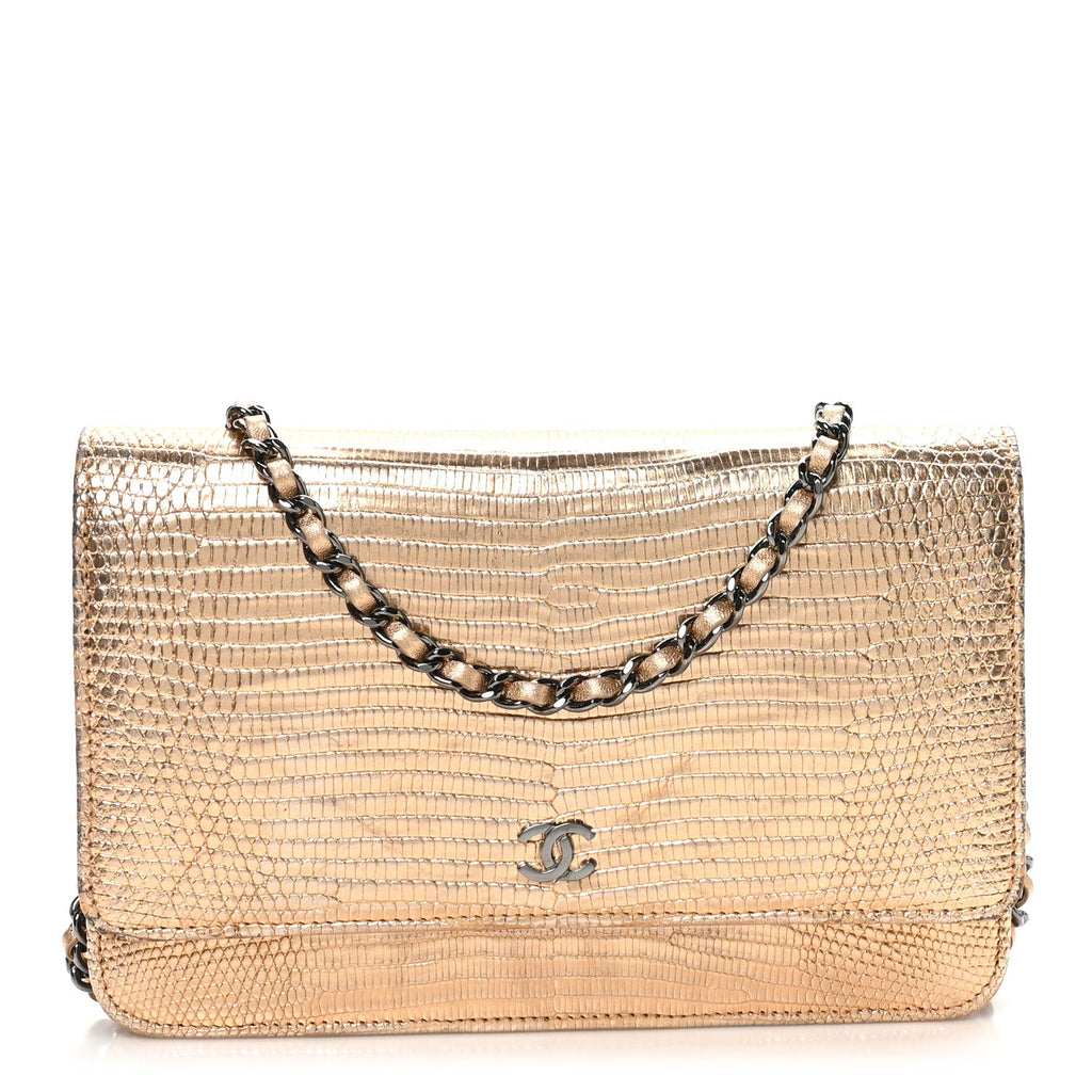 Metallic Lizard Wallet on Chain WOC Gold