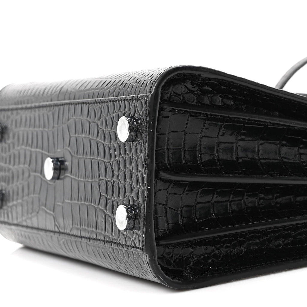 Calfskin Crocodile Embossed Nano Sac De Jour Black