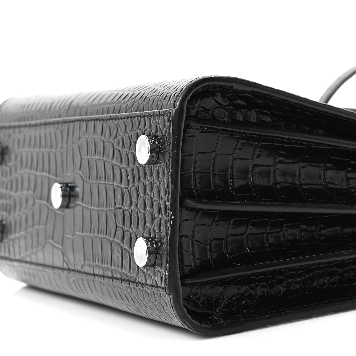 Calfskin Crocodile Embossed Nano Sac De Jour Black