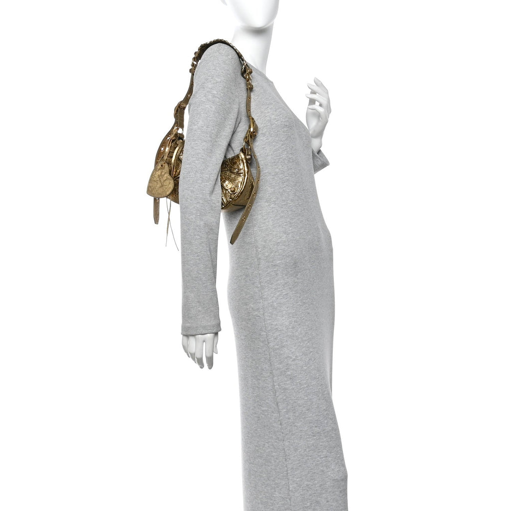 Metallic Agneau Arena Le Cagole Shoulder Bag XS Gold