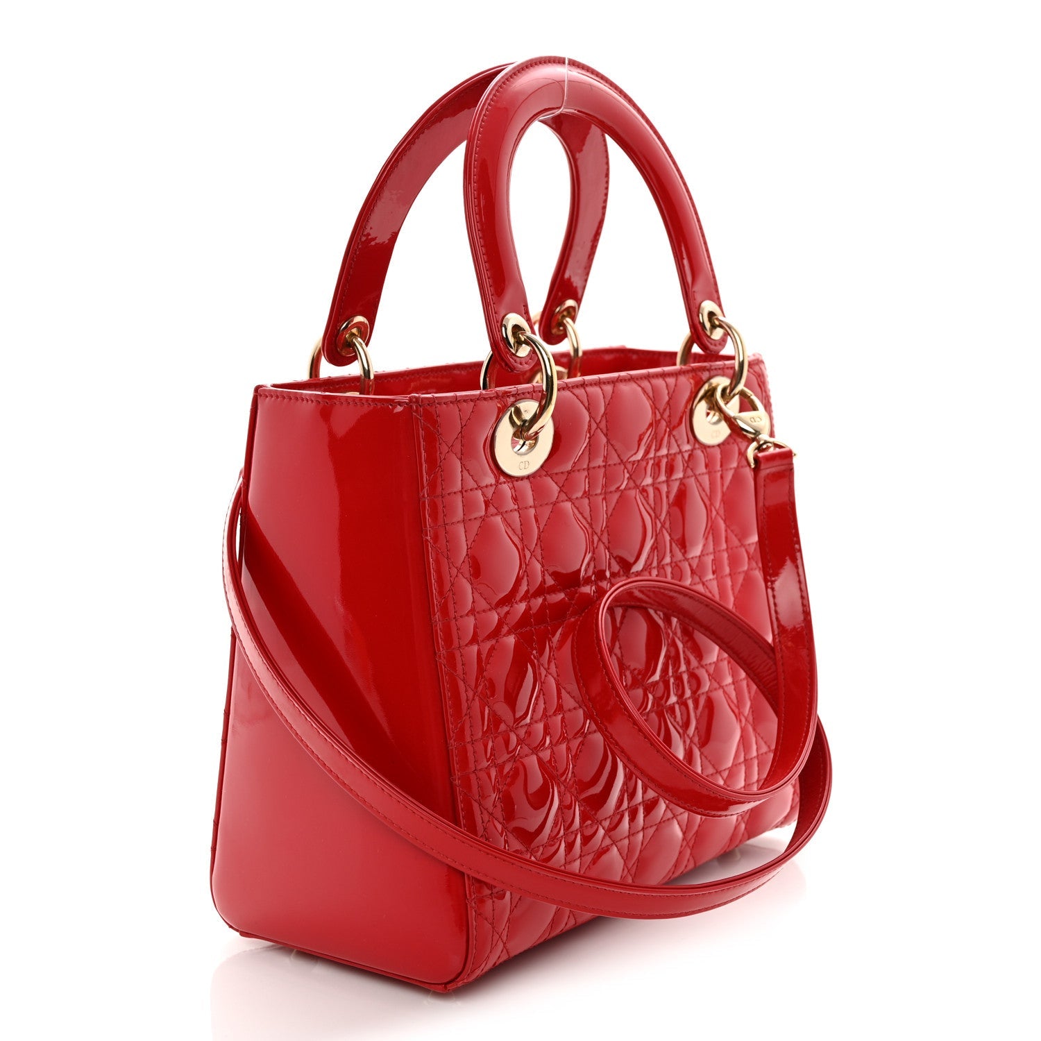 Patent Cannage Medium Lady Dior Red