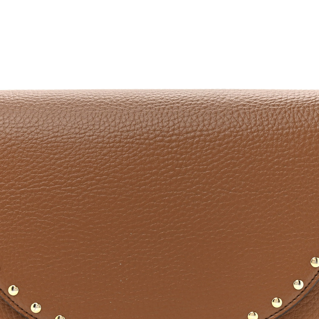 Eco Grainy Alter Mat Studded Frayme Flap Shoulder Bag Pecan