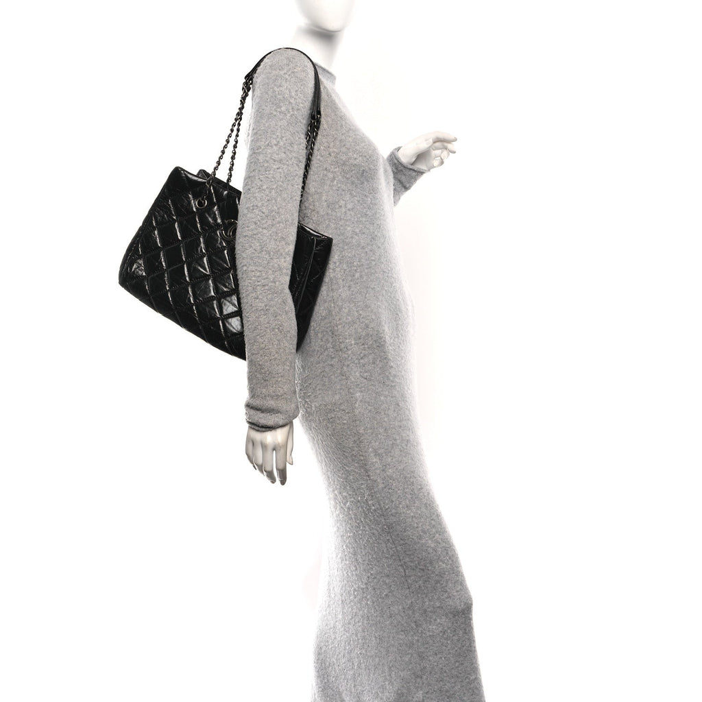 Calfskin Quilted Small Coco Soft Tote Black