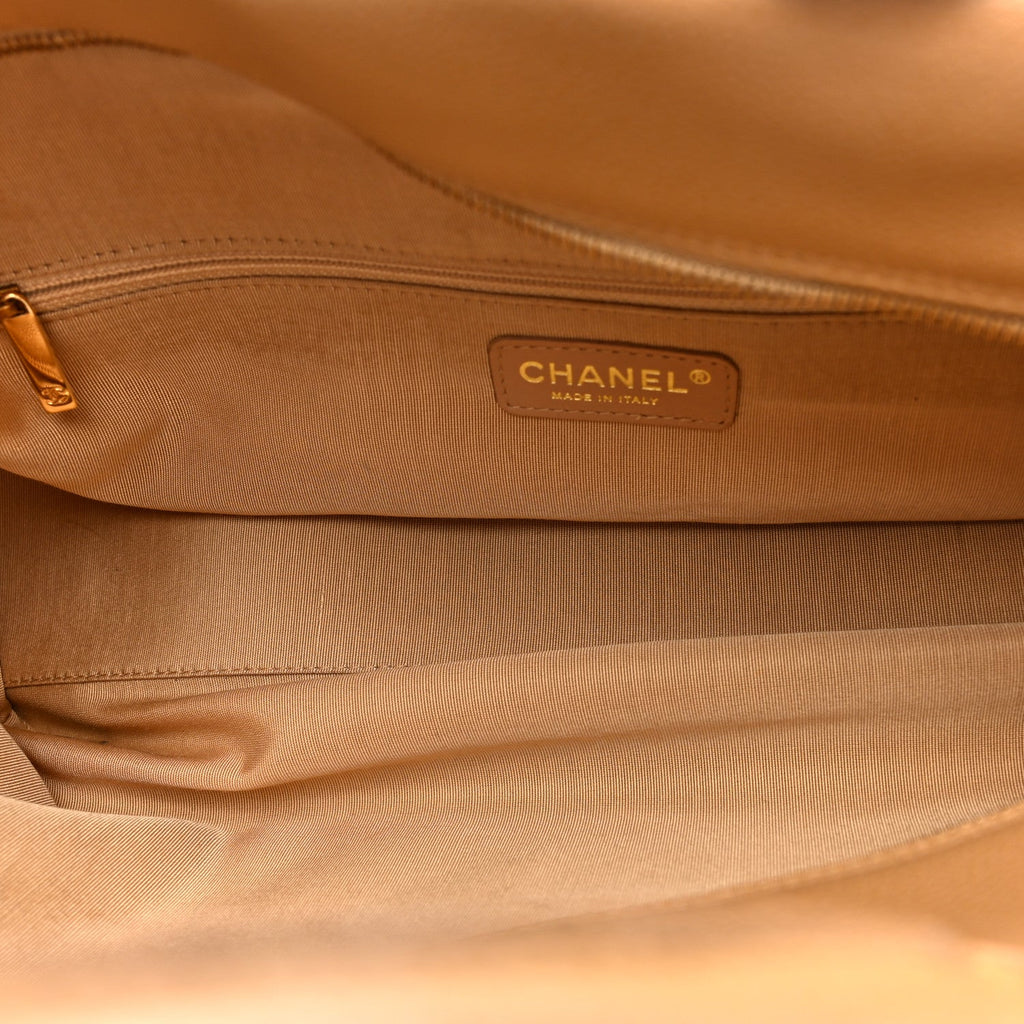 Caviar Quilted Large Bowler Bag Beige