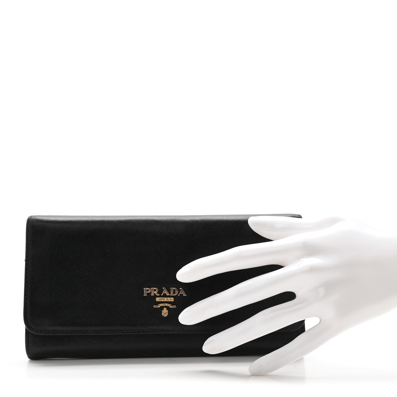 Saffiano Metal Continental Flap Wallet Black