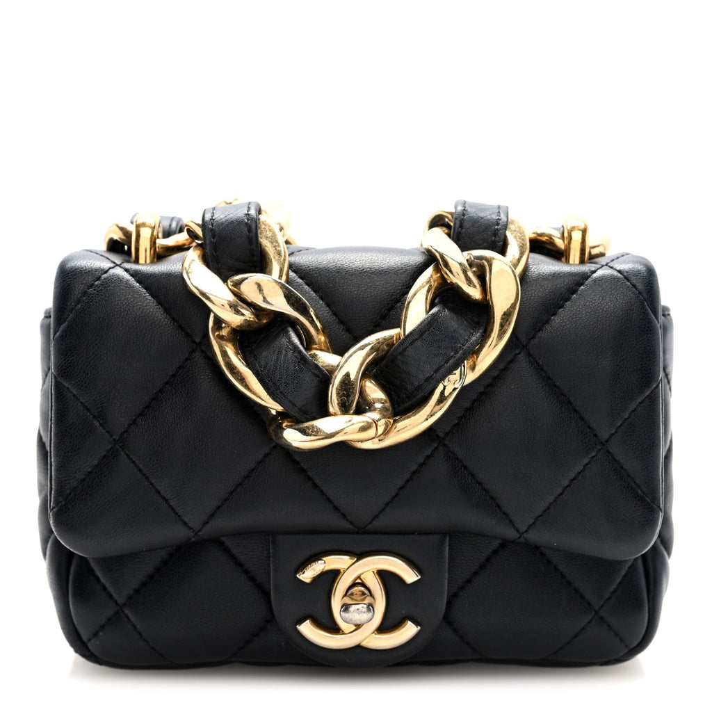 Lambskin Quilted Mini CC Funky Town Flap Black