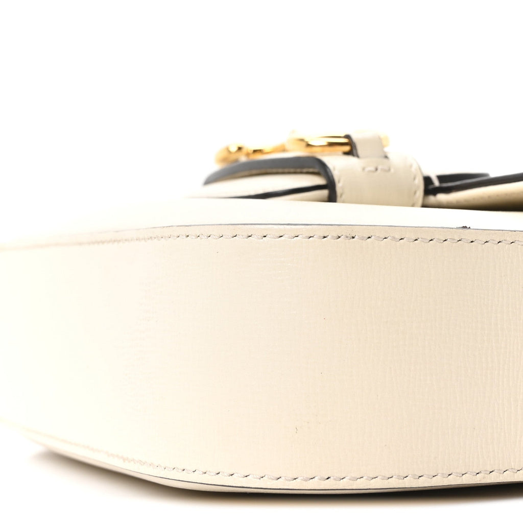 Azalea Calfskin Web Mini Horsebit 1955 Shoulder Bag Mystic White
