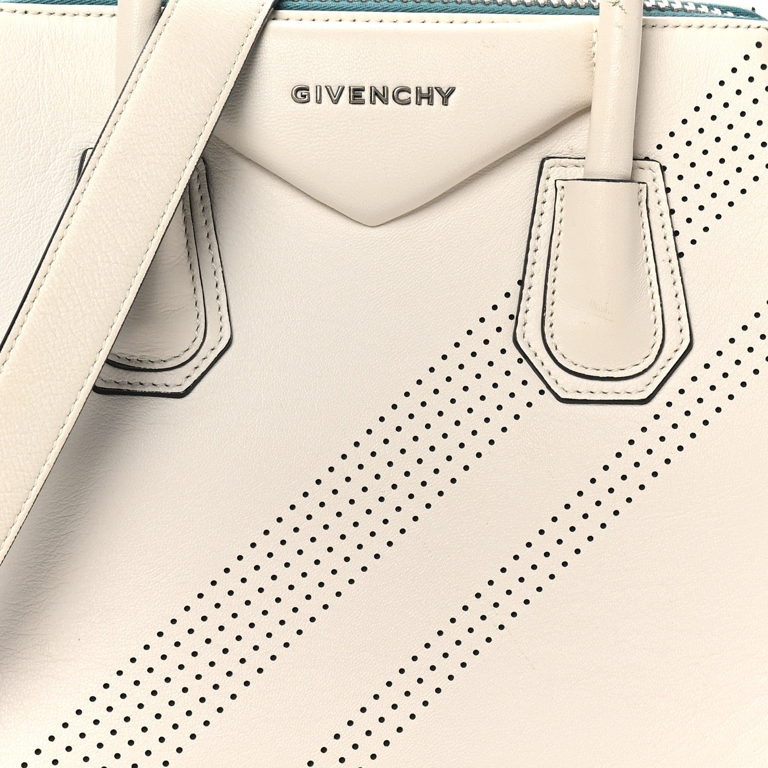 Lambskin Perforated Small Antigona White