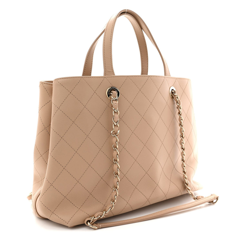 Calfskin Large Serial Shopper Tote Beige