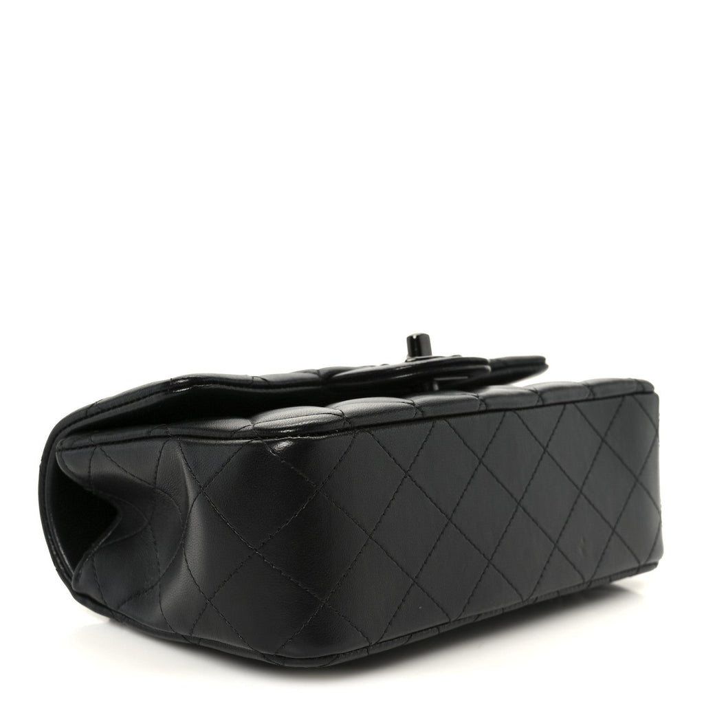 Lambskin Quilted Mini Top Handle Rectangular Flap So Black