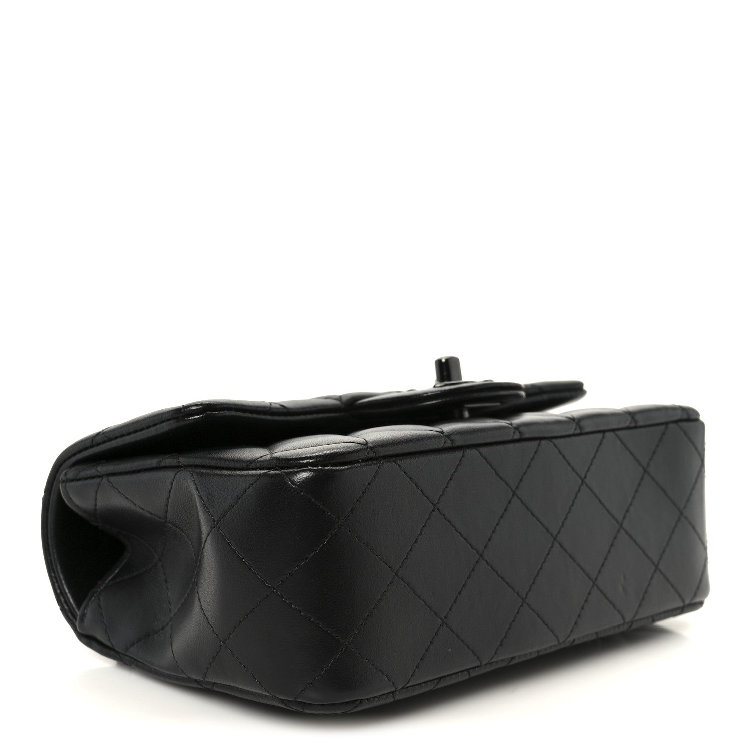 Lambskin Quilted Mini Top Handle Rectangular Flap So Black