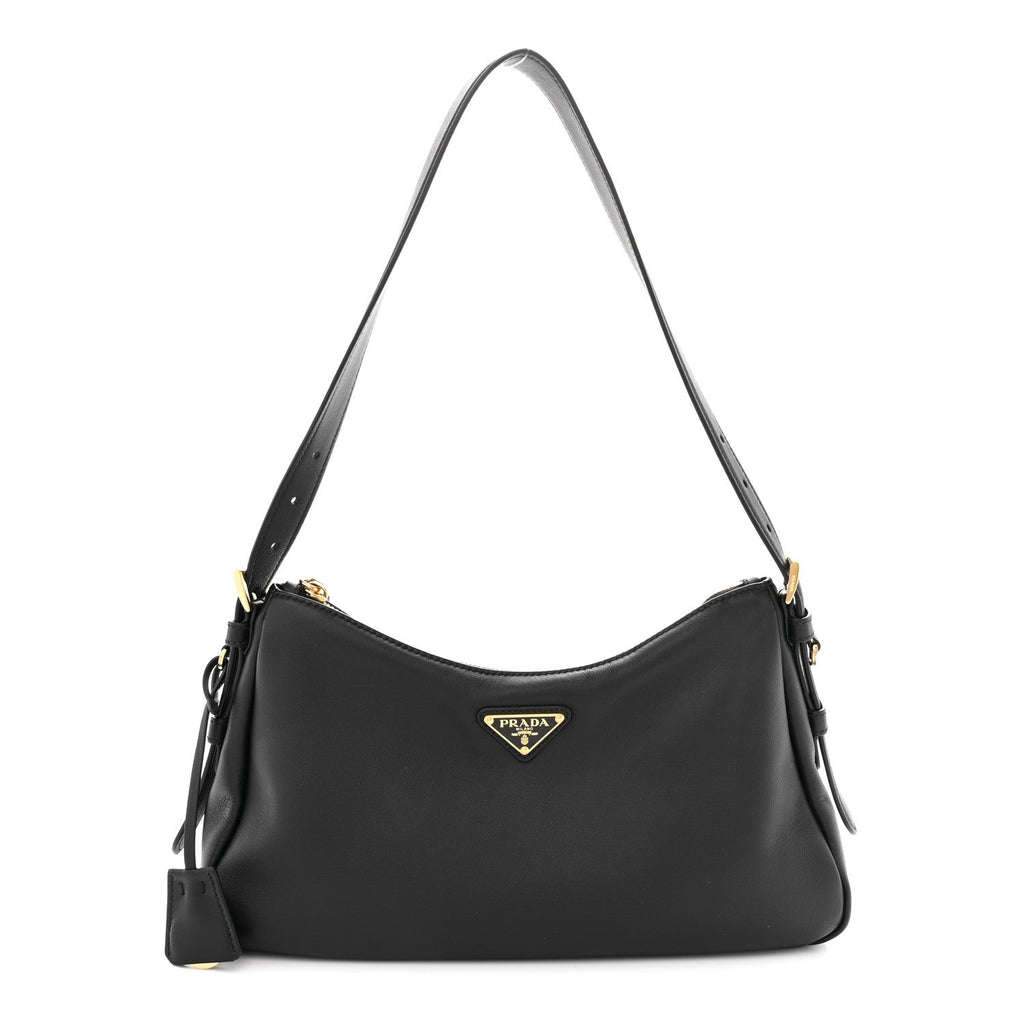 Soft Calfskin Medium Aimee Shoulder Bag Black