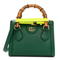 Wonka Grain Calfskin Mini Diana Tote Bag Green Yellow Fluo