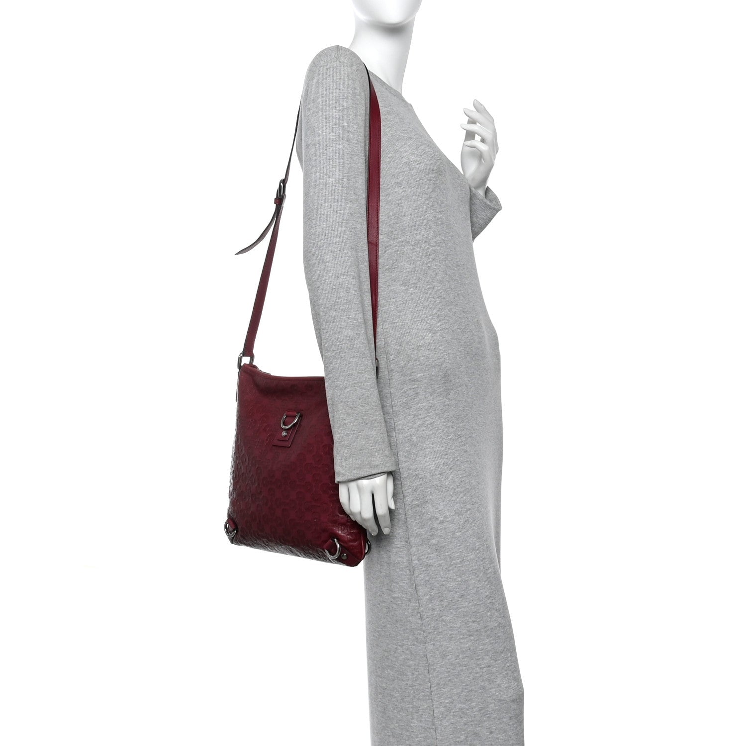 Calfskin Horsebit Embossed Abbey Messenger Red