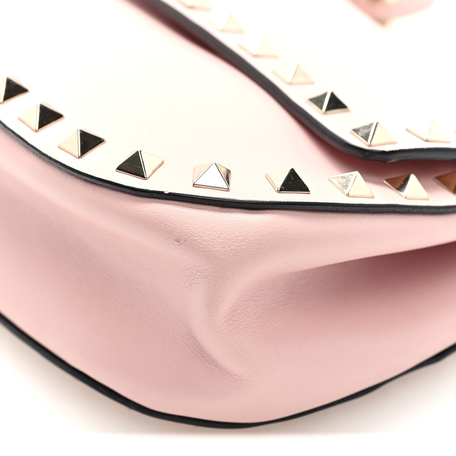 Vitello Rockstud Crossbody Saddle Bag Water Rose