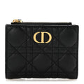 Grained Calfskin Supple Cannage Caro Dahlia Wallet Black