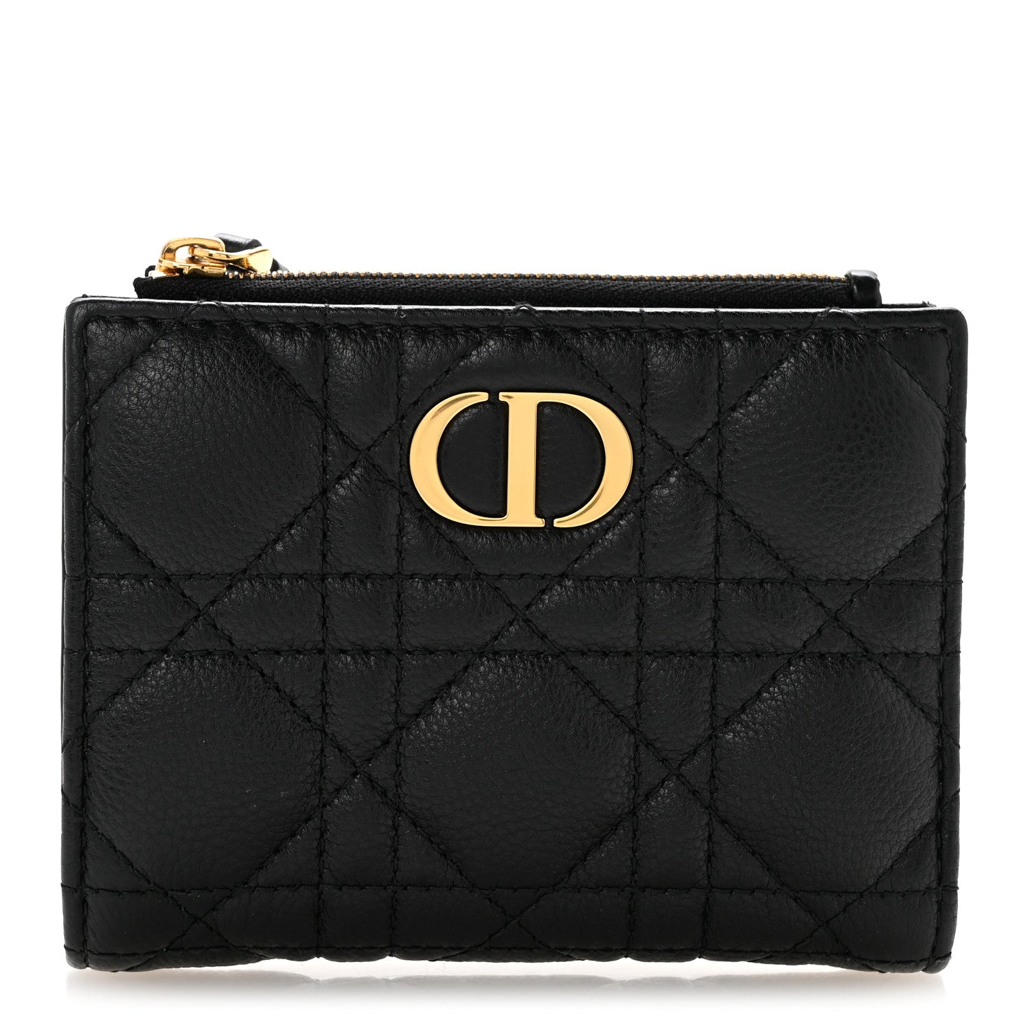 Grained Calfskin Supple Cannage Caro Dahlia Wallet Black