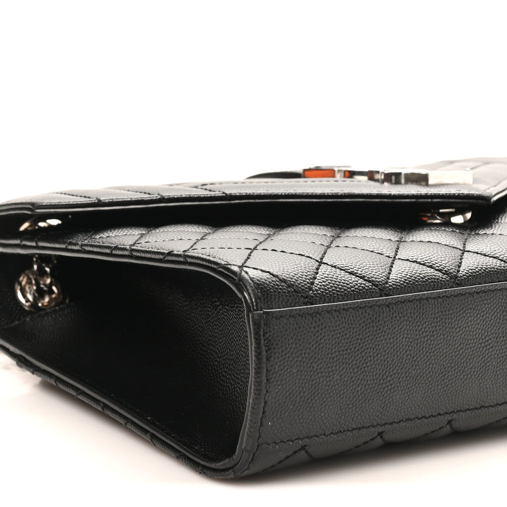 Grain De Poudre Textured Mixed Matelasse Triquilt Medium Monogram Satchel Black