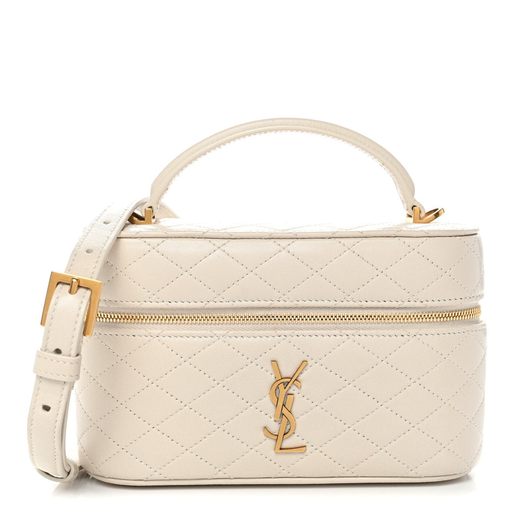 Lambskin Quilted Mini Gaby Vanity Case Crema Soft