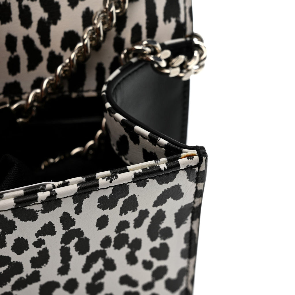 Calfskin Leopard Small Monogram Kate Satchel White Black