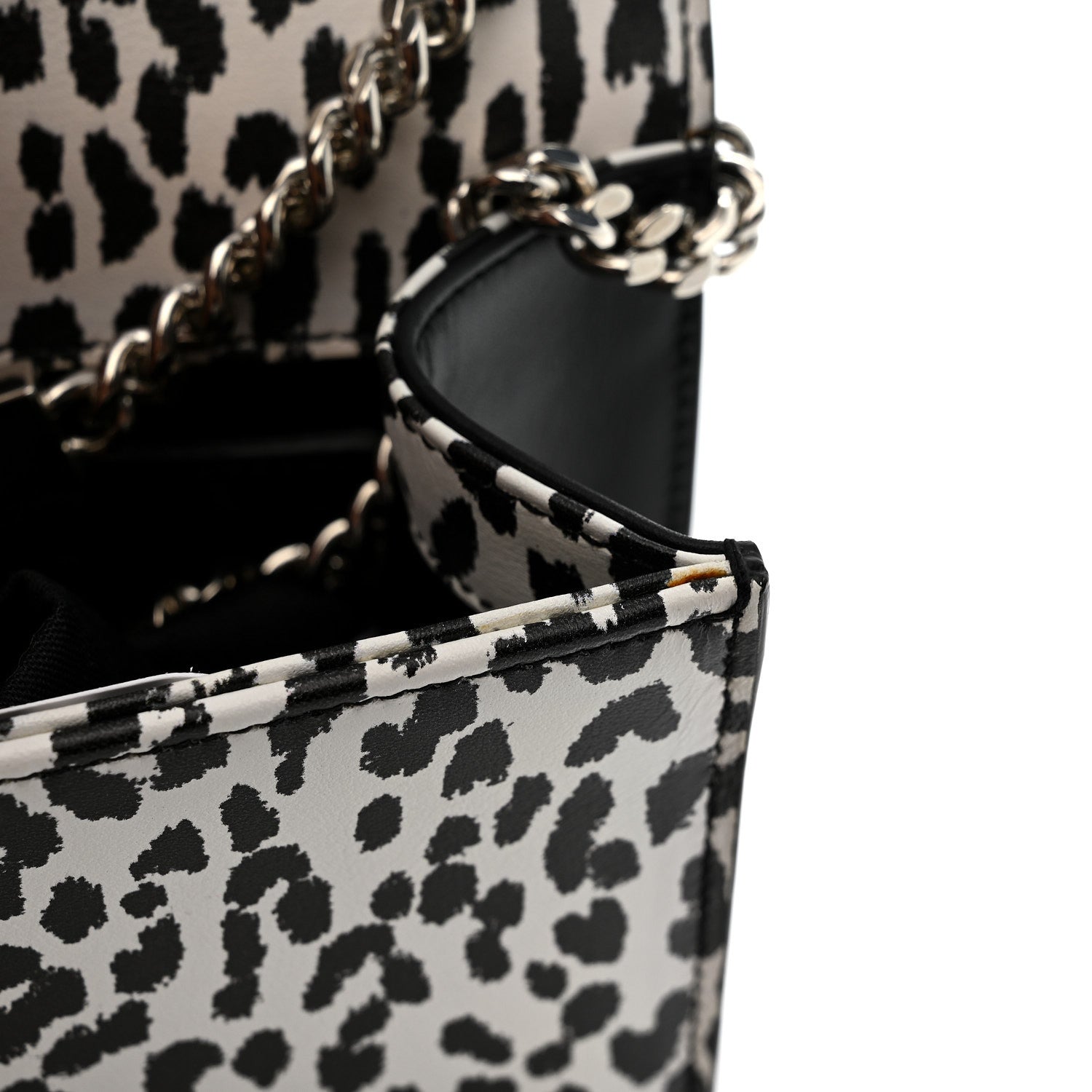 Calfskin Leopard Small Monogram Kate Satchel White Black