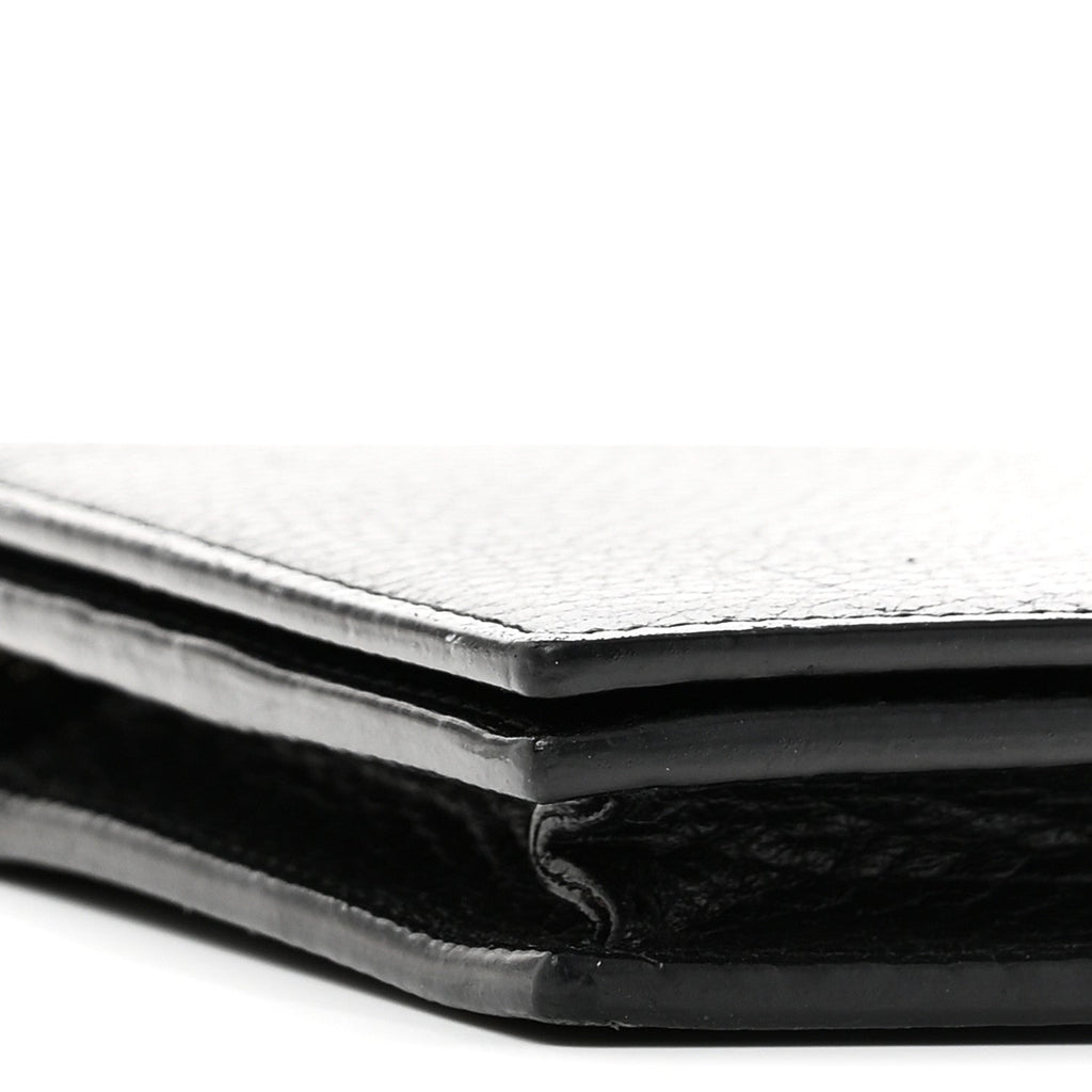 Dollar Calfskin Medium Betty Chain Wallet Black