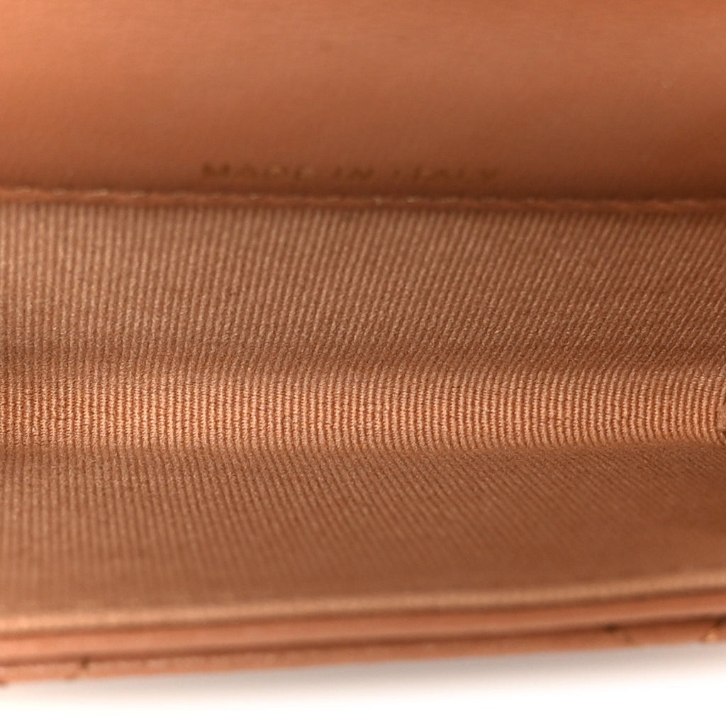 Lambskin Quilted Chanel 19 Flap  Holder Brown