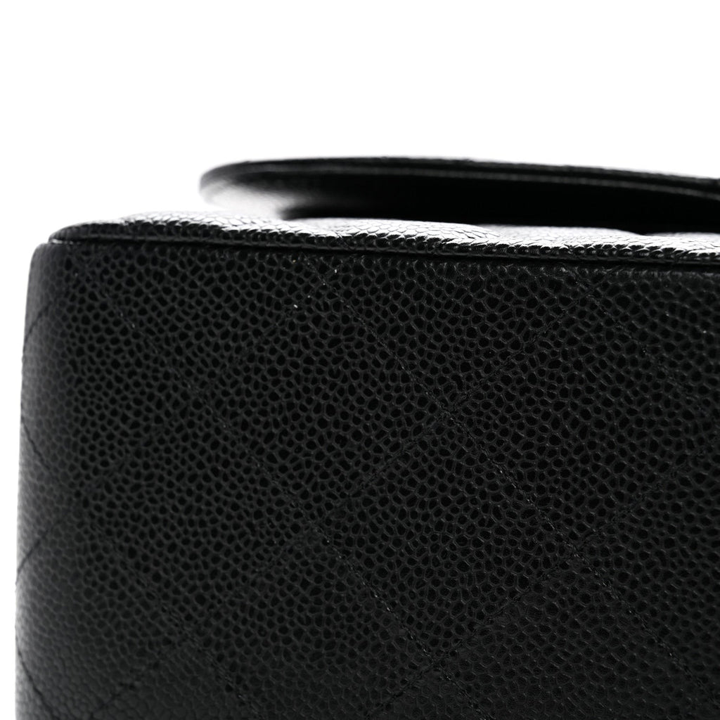 Caviar Quilted Jumbo Double Flap Black