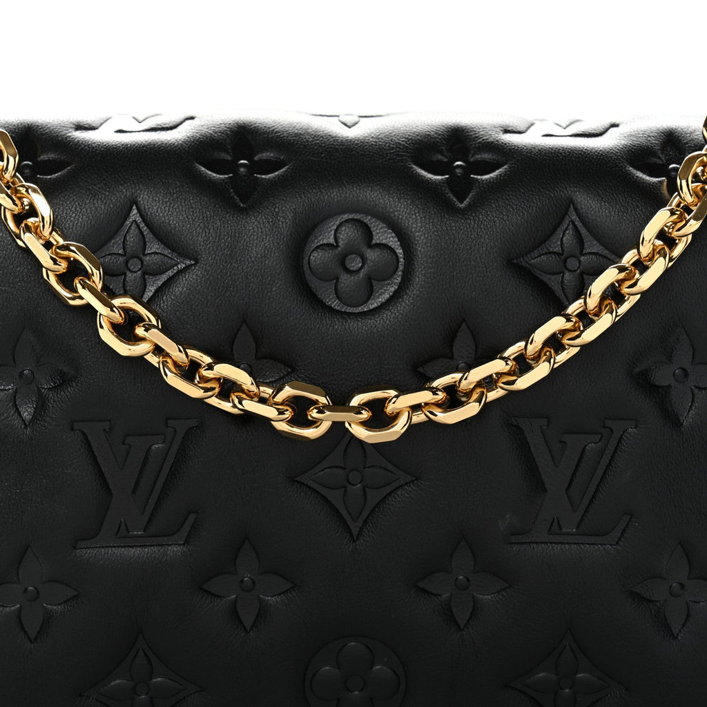 Lambskin Embossed Monogram Pochette Coussin Black