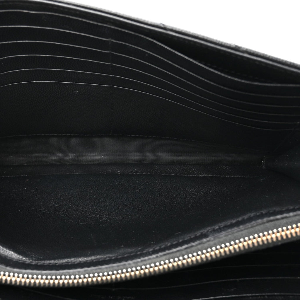 Grain De Poudre Matelasse Chevron Monogram Chain Wallet Black
