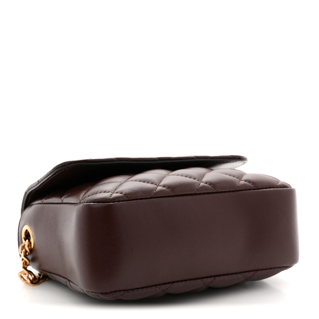 Nappa Quilted Medusa Top Handle Crossbody Flap Dark Brown
