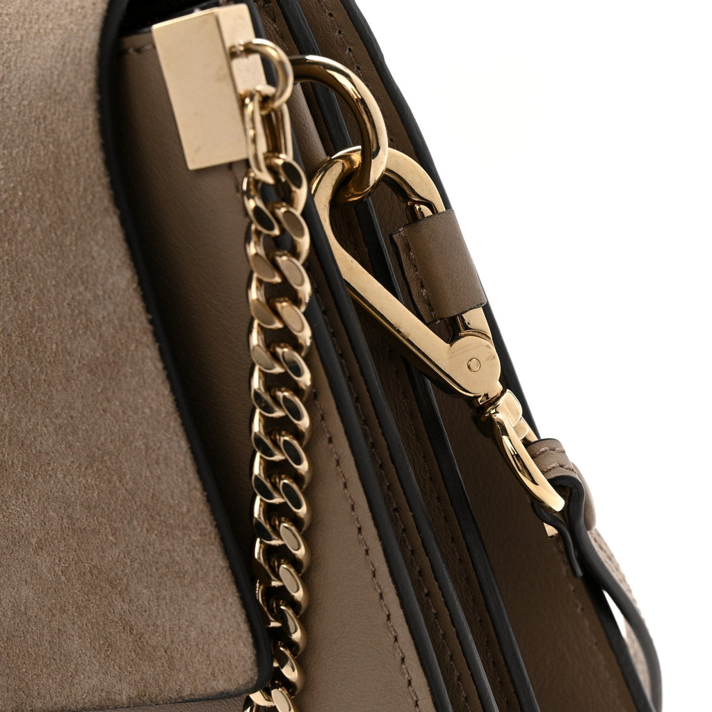Calfskin Suede Medium Faye Shoulder Bag Motty Grey