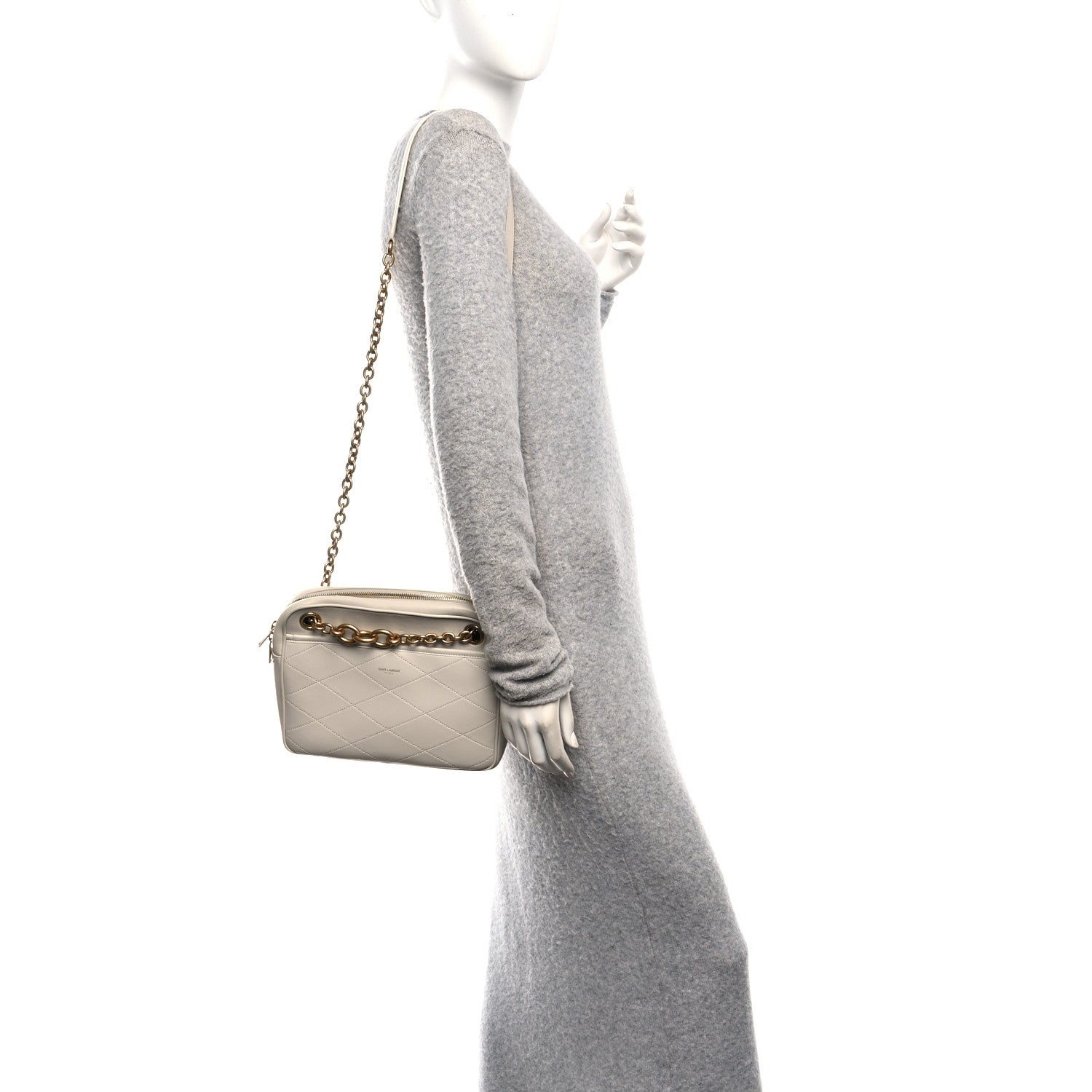 Lambskin Quilted Le Maillon Chain Strap Crossbody Crema Soft