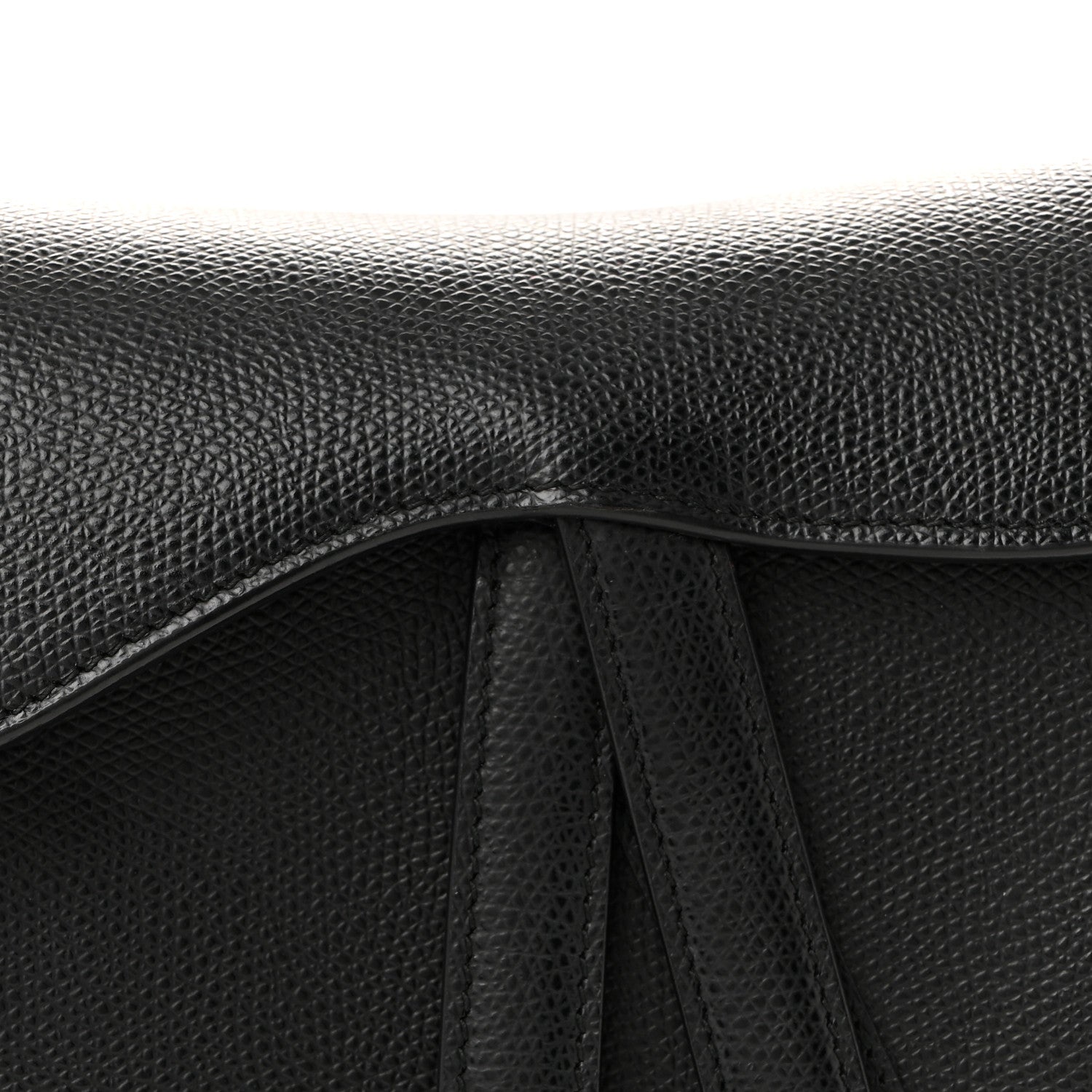 Grained Calfskin Mini Saddle Bag Black