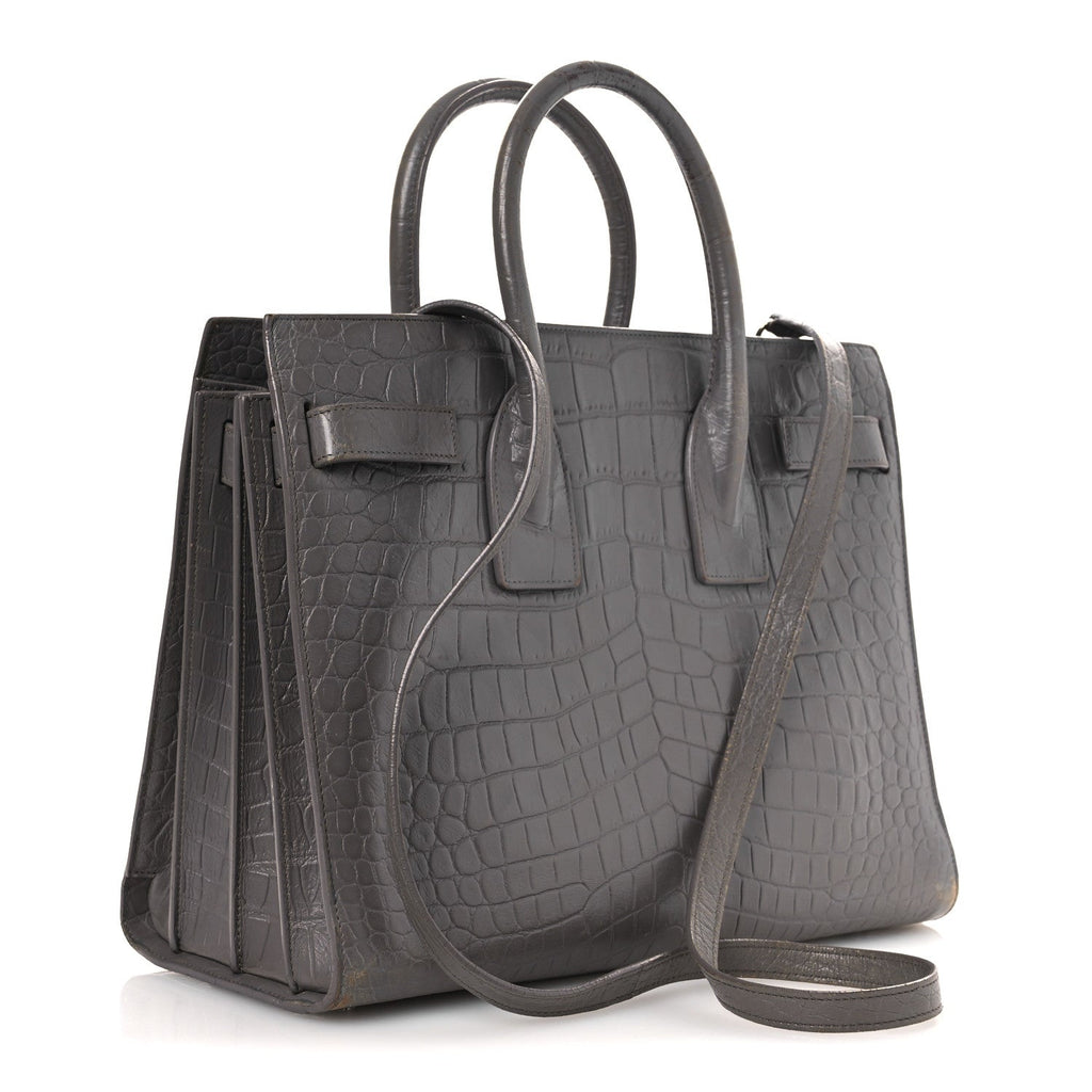 Calfskin Crocodile Embossed Small Sac de Jour Fog