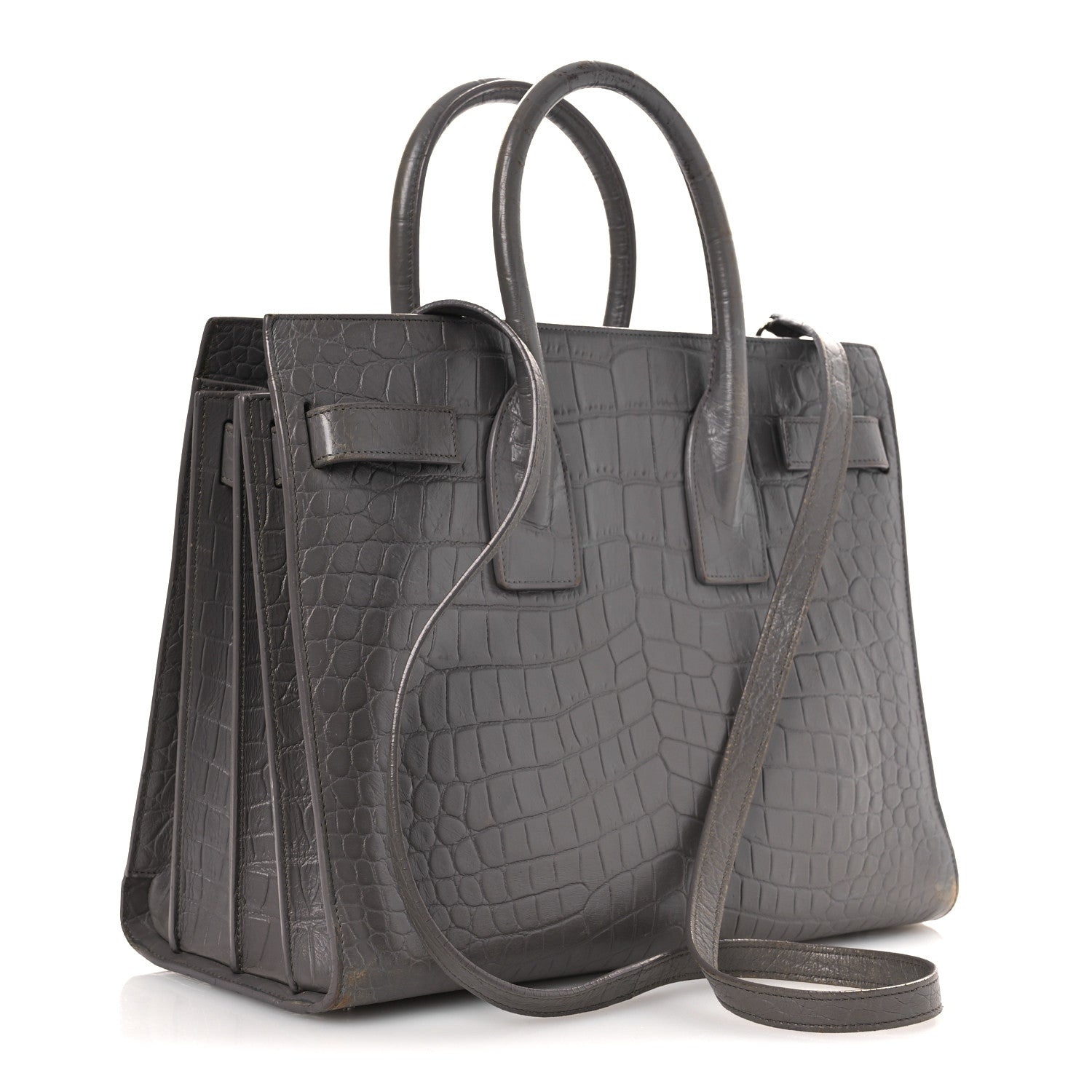 Calfskin Crocodile Embossed Small Sac de Jour Fog