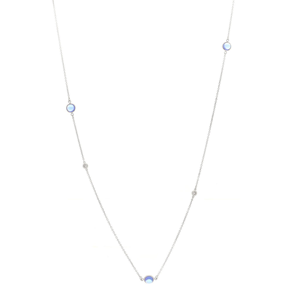 Sterling Silver Diamond Tanzanite Elsa Peretti Color By The Yard Sprinkle Necklace