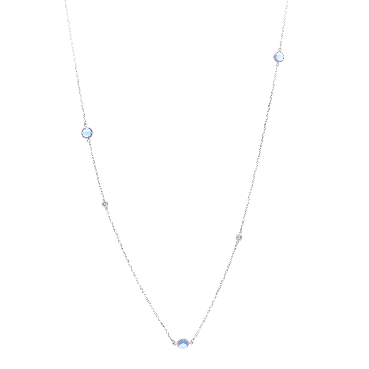 Sterling Silver Diamond Tanzanite Elsa Peretti Color By The Yard Sprinkle Necklace