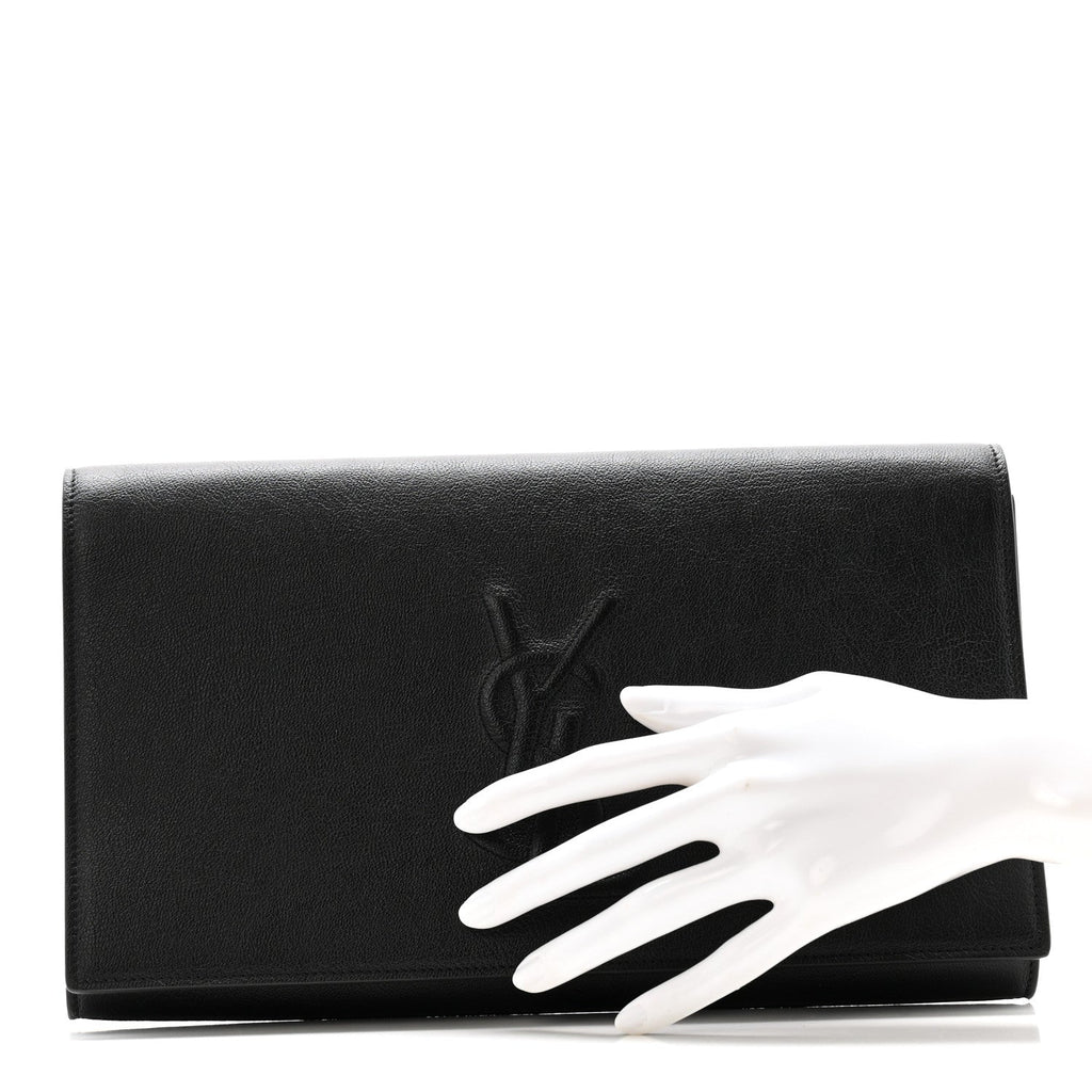 Calfskin Monogram Large Belle De Jour Clutch Black