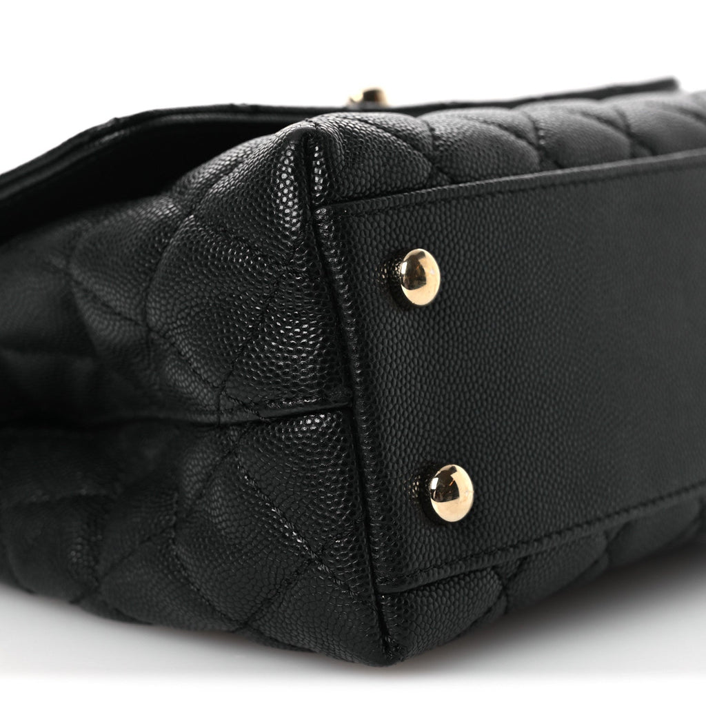Caviar Quilted Mini Coco Handle Flap Black