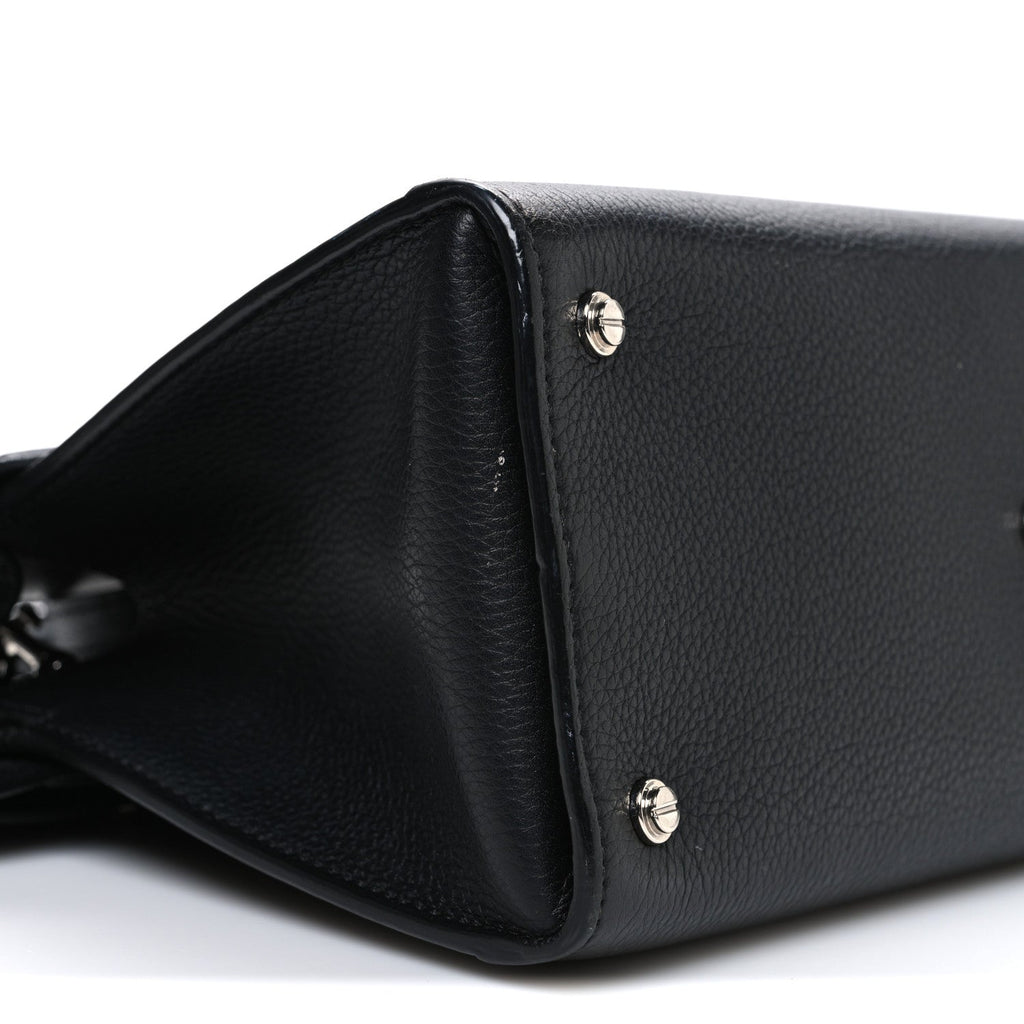 Grained Calfskin Small Horizon Satchel Black