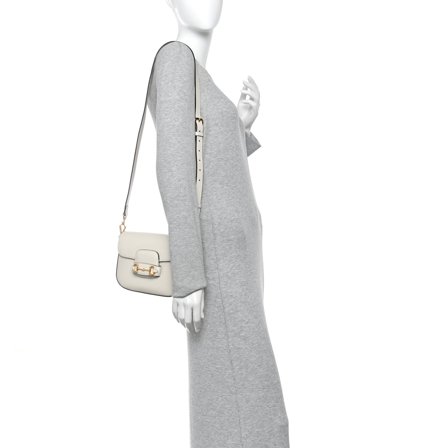 Azalea Calfskin Web Mini Horsebit 1955 Shoulder Bag Mystic White