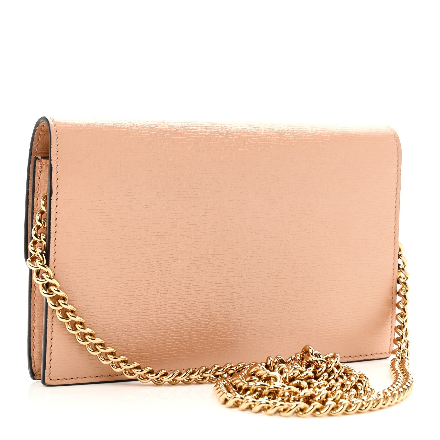 Dollar Calfskin Interlocking G Chain Wallet Camelia
