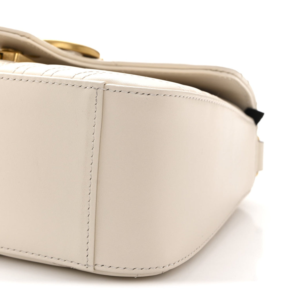 Calfskin Matelasse Mini GG Marmont Top Handle Shoulder Bag White