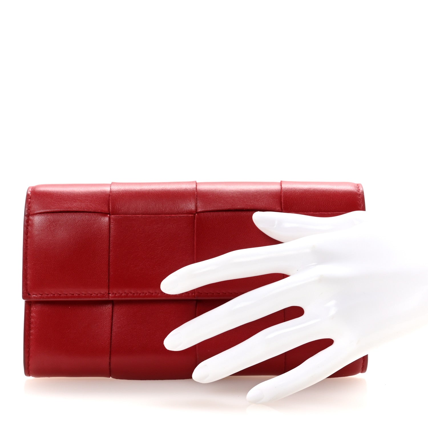 Lambskin Maxi Intreccio Cassette Flap Wallet Dark Red