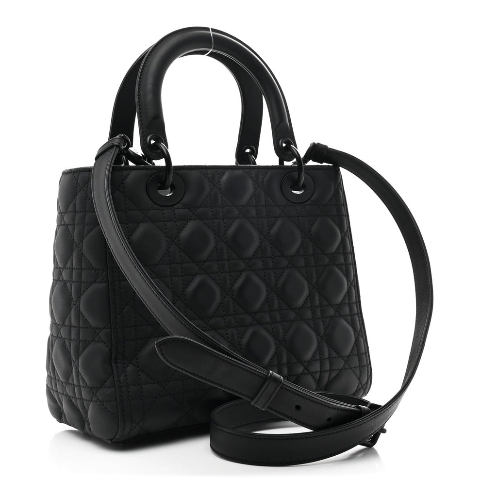 Ultra Matte Calfskin Cannage Medium Lady Dior Black